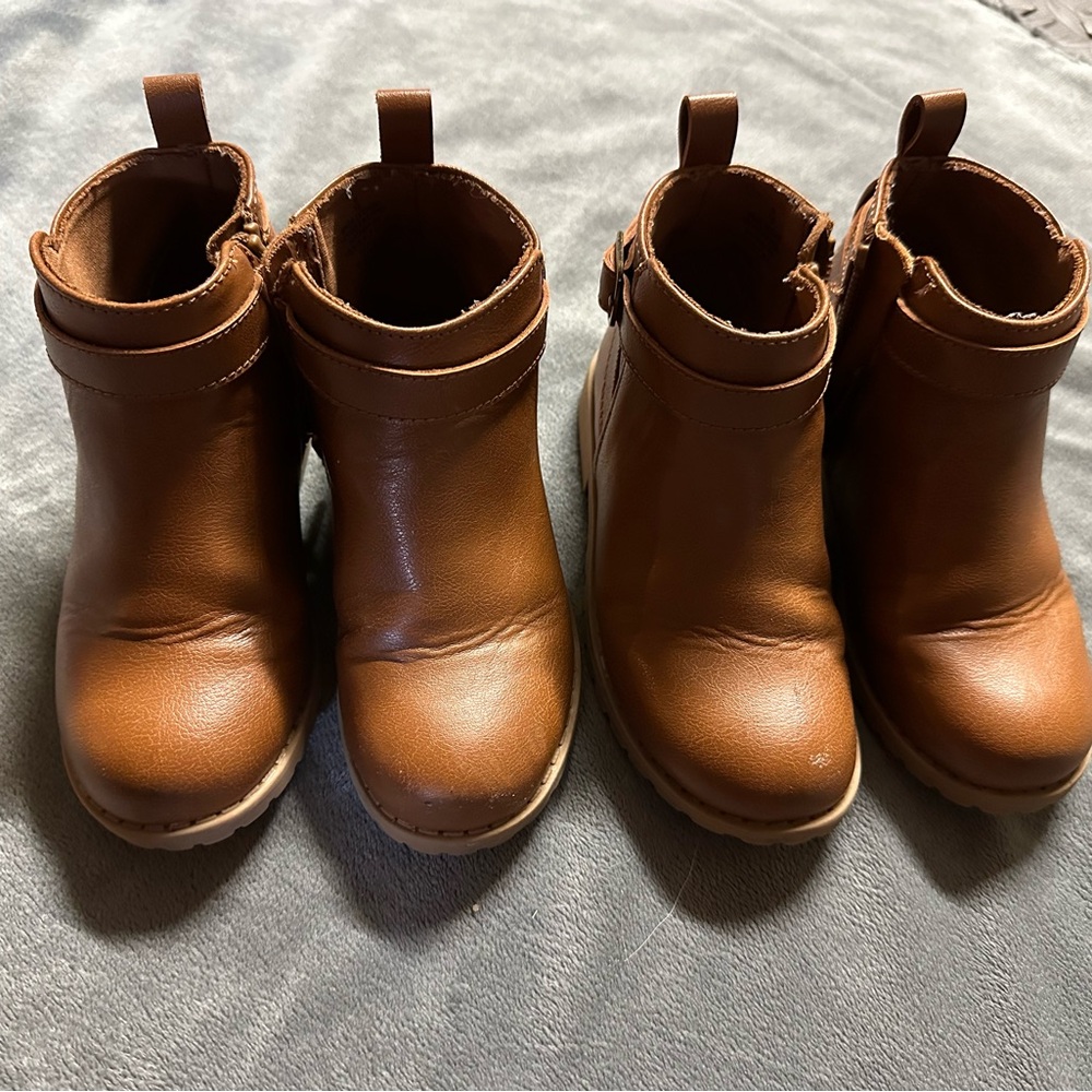Brown Leather Ankle Boots for Kids